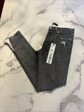 PURPLE High-Rise Gray Distressed Skinny Jeans
